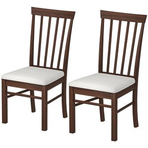 Set di Due Sedie da Pranzo in Legno Marrone Scuro e Beige per Soggiorno e Cucina - Product Image 5