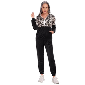 Conjunto Deportivo Casual de Primavera para Mujer, Sudadera con Capucha y Pantalones de Forro Polar, Manga Larga, Poliéster/Algodón, Atuendo de Invierno - Product Image 5