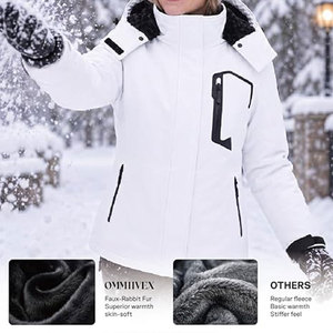 Chaqueta de Invierno Personalizada para Mujer, Impermeable, Cortavientos, para Esquí, con Forro Polar Ultra Suave, Capucha Ajustable y Cierre de Cremallera - Product Image 3