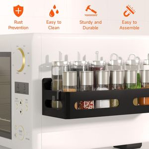 Set di 4 Portaspezie Magnetici Robusti per Frigorifero, Organizzatore Multiuso con 4 Ganci per Cucina e Bagno - Product Image 2