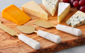 Ensemble de trancheurs à fromage en acier inoxydable avec élégantes poignées en marbre blanc, durables, tranchants, parfaits pour les restaurants, les mariages et les dîners - Product Image 5