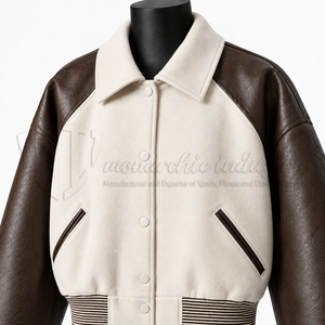 <b>Women</b> Vintage Varsity <b>Jacket</b> <b>Brown</b> Leather Sleeve Bomber <b>Jacket</b> Letterman College Streetwear Fashion - Product Image 6