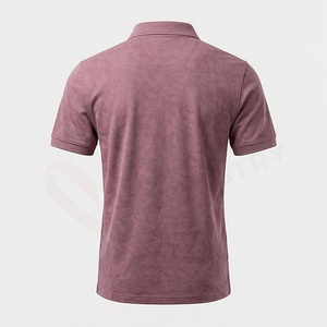 Men's <b>Purple</b> Short Sleeve Cotton Pique <b>Polo</b> <b>Shirt</b> Casual Anti-Wrinkle Solid Knitted Design Regular Fit - Product Image 2