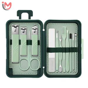 Coupe-ongles, outil de beauté, portable, en acier inoxydable, ensemble de manucure 12 en 1 avec étui en plastique, pour les doigts, cadeau pour la maison - Product Image 1