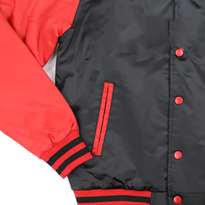 เสื้อแจ็คเก็ตบอมเบอร์สีดำแดงผ้าซาตินของทีมคลาร์กแอตแลนตาแพนเธอร์ส ปักโลโก้ทีมด้านหน้า สไตล์พรีเมียม สตรีทแวร์ สำหรับฤดูใบไม้ผลิ - Product Image 2