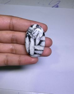 Cabochon de Jaspe Pinolithe Naturel, Pierre Précieuse en Cristal pour Création de Bijoux, Fourniture de Pierres de Guérison, Blanc et Noir - Product Image 2