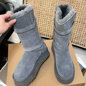 Botas de Nieve para Mujer, Marca Uggs 2026, Transpirables, de Cuero Genuino, con Forro de Peluche, Cálidas, Modernas y Robustas, para Otoño e Invierno - Product Image 5