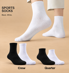 White Crew <b>Socks</b> Polyester/Cotton Breathable Eco-Friendly Quick Dry Solid Color Daily Wear <b>Men's</b> <b>Ankle</b> Length for Casual Use - Product Image 2