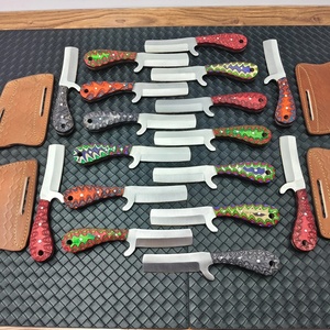 Lote al por mayor de 20 cuchillos de vaquero de acero inoxidable con mangos de madera Pakka, hojas fijas de 6 pulgadas de espiga completa, cuchillo de ranchero - Product Image 1