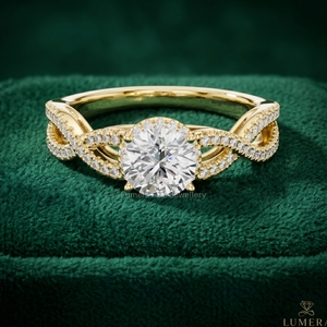 Anillo de Compromiso de Lujo con Banda Trenzada y Diamante Cultivado en Laboratorio con Corte Brillante para Mujer, Plata de Ley 925, Oro de 9K-18K, Certificado IGI - Product Image 1