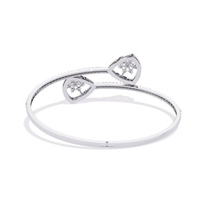 Luxury Women's 925 <b>Silver</b> Moissanite <b>Cuff</b> <b>Bracelet</b> Snowflake Design Round Brilliant Cut Channel Setting Everyday Wear - Product Image 2
