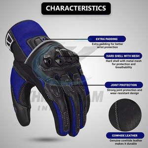 Gants de moto en cuir pour la conduite en extérieur - Style course robuste avec intérieur doux et design antidérapant - Product Image 2