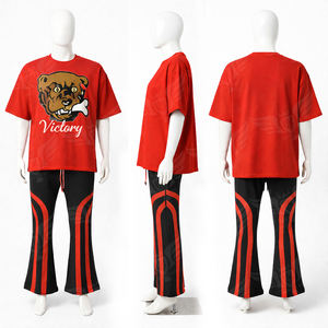 Conjunto de Camiseta Gráfica Unisex y Pantalones Anchos, Camiseta Oversize con Pantalones Anchos Estampados, Ropa Urbana de 2 Piezas - Product Image 3