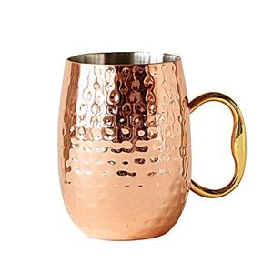 Handmade Hammered Pure Copper Mug Moscow Mule Copper Cup with Brass Handle Food Grade 16oz <b>Metal</b> Beer Stein Cocktail Barware - Product Image 2