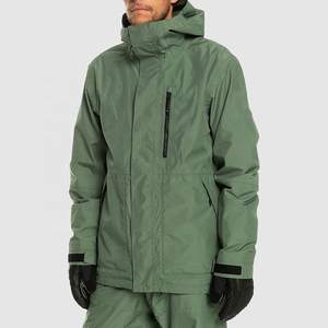 Men's <b>Green</b> Hooded Waterproof <b>Ski</b> <b>Jacket</b> With Zipper Closure Sporty Winter Outdoor Wear - Product Image 2