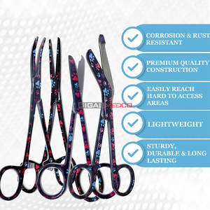 Tijeras para vendajes de 5.5 pulgadas, tijeras para suturas de 4.5 pulgadas, hemostato de 5.5 pulgadas, rectas y curvas, de acero inoxidable de calidad premium, color negro. - Product Image 3