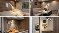 Lampe de lecture LED 12V flexible à col de cygne pour camping-car, fixation murale, interrupteur tactile, applique pour éclairage de couchette de caravane et de camping-car