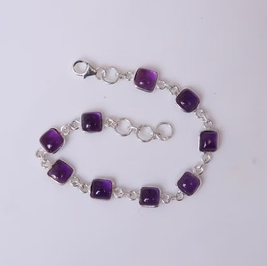 Amethyst Gemstone Bracelet Best Collection Jewelry 925 Sterling Silver Women Bracelet Handmade Cabochons Jewelry Supply - Product Image 6