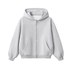 Boxy fleece <b>zip</b> hoodie 100% cotton heavyweight hoodie Eco-friendly men's sweatshirt Contrast stitched hoodie - Product Image 1