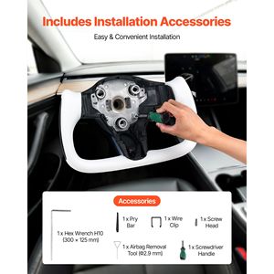 Volante in Fibra di Carbonio e Pelle a Forma di D con Fondo Piatto e Riscaldamento per Tesla Model 3 2016-2023 - Product Image 6