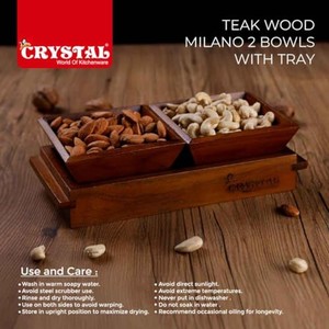 Premium Teak Wood Dual Compartment Serving <b>Bowl</b> Wholesale - Golden Mahogany Luxury Finish - Product Image 4