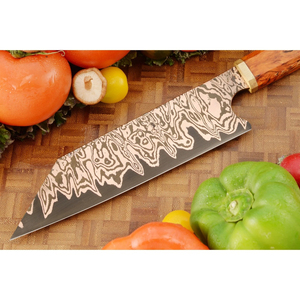 Couteau de chef Burraq personnalisé fait main en acier inoxydable, épaisseur 3,0 mm, manche en aluminium, magnifique étui, 8 pouces - Product Image 5