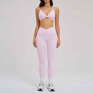Gym Set Women 2 Pcs Yoga Bra and Pants Leggings Outfit Sports Tracksuit Workout Clothes Running Fitness Suit Pilates Activewear - Product Image 1