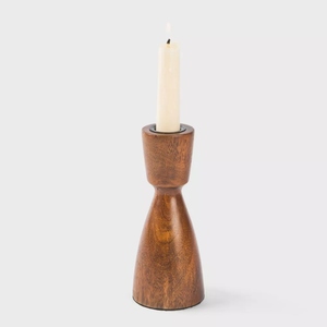 Luxury design Acacia wooden candle holder taper candlestick decorative wood candle stand <b>table</b> decor customization options - Product Image 2