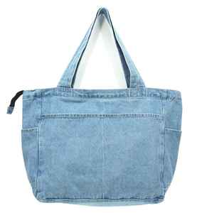 Large Capacity Frayed Edge Light Blue Denim Cotton <b>Canvas</b> Tote <b>Bag</b> For Women Versatile Travel Shopping Shoulder Handbag <b>Satchel</b> - Product Image 3