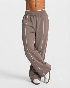 Wholesale Men's Custom Contrastline Oversized Jogger Premium Quality Cotton <b>Fleece</b> <b>Trouser</b> Wide Leg Men's Back Pocket Sweatpants - Product Image 4