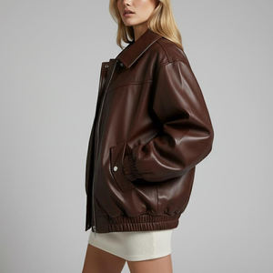 Chaqueta de cuero para mujer, hecha con piel animal auténtica, textura suave, ropa de abrigo cálida para invierno, estilo casual y elegante para uso diario. - Product Image 4