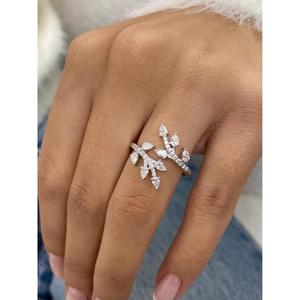 Pear & Round Cut Diamond Nature Inspired Branch Ring Solid Gold Open <b>Wrap</b> Ring Floral Leaf Engagement Ring Luxury <b>Bridal</b> Jewelry - Product Image 4