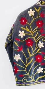 Handmade <b>Velvet</b> <b>Jacket</b> <b>Women</b> | Quilted Suzani Embroidered Floral Winter <b>Jacket</b> | Boho Vintage Ethnic Coat - Product Image 2