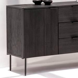 Buffet à 3 tiroirs et 2 portes Vandana Pebble Zenova Noir pour un rangement moderne et élégant à la maison - Product Image 4