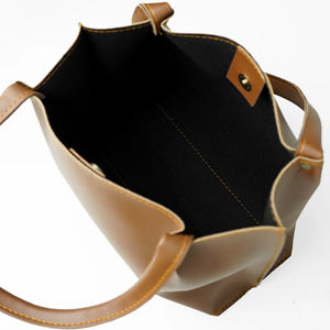 Brown Genuine Leather <b>Tote</b> <b>Bag</b> <b>For</b> Women <b>Large</b> Shoulder Handbag Minimalist Work Purse Shopper <b>Travel</b> Satchel Structured Simple - Product Image 3