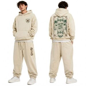 Men's Cotton Tracksuit <b>Set</b> With Graphic Print Hoodie And <b>Jogger</b> Pants Casual Streetwear Two Piece Sportswear Outfit - Product Image 2