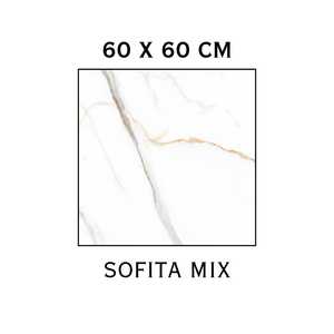 Baldosas de Porcelana Sofita Mix 60x60cm, Acabado Brillante, Imitación Piedra, para Uso Interior - Product Image 1