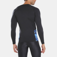Haut de compression athlétique à manches longues pour homme, respirant, écologique, avec panneaux latéraux imprimés