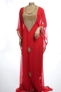 Robe longue modeste pour femme, bleu uni, broderie perlée, grande taille, manches longues, style Moyen-Orient, en polyester, pour mariage - Product Image 2
