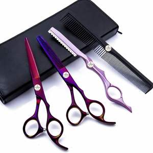 Ensemble de ciseaux de coiffure avec étui en cuir pour rasoir, ciseaux de barbier et ciseaux à effiler les cheveux - Product Image 1