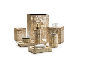 Ensemble d'accessoires de salle de bain élégant en nacre, bol pour décoration de comptoir de vanité de luxe avec incrustation artisanale et qualité supérieure - Product Image 4