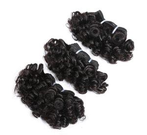 12A Grado Funmi Hair Super Doble Dibujado Virgen Cutícula Alineada Paquetes de cabello brasileño Funmi Pixie Rizado Color negro natural - Product Image 3