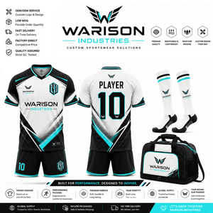 OEM Service Custom Football Teamwear Soccer Uniform Set White Black Orange Soccer Jersey Shorts Socks Sports Bag Set - Product Image 5
