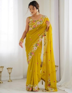 Sari de Georgette Bordado al Estilo Bollywood KV - Product Image 5