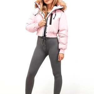 Premium Women Short <b>Cropped</b> <b>Puffer</b> <b>Jacket</b> Stand Eco-Friendly Quick Dry Custom Lightweight Winter Fashion Outerwear OEM ODM - Product Image 1