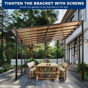 Pergola a Muro in Metallo 10x14 per Esterni, Tettoia Resistente per Patio e Terrazze, Gazebo con Tenda per Giardino - Product Image 3