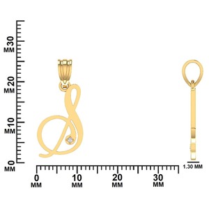 Customize <b>Pendant</b> Diamond Letter S <b>Initial</b> <b>Pendant</b> Necklace Dainty Monogram Necklace 10K 14K 18K Gold or 925 <b>Silver</b> & Gold - Product Image 2