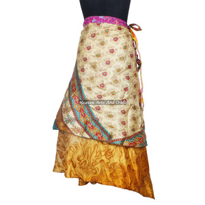 100 Formas de Usar el Pañuelo Mágico de Seda Vintage de la India, 38 Pulgadas, 2 Capas, Reversible, Pañuelo Largo de Seda para Envolver, Tipo Sari - Product Image 2