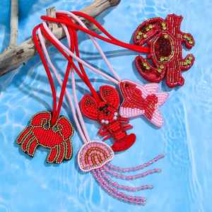 Colgante o llavero de flor de lirio tigre rosa con cuentas, bordado con cuentas de semillas, para bolso o cartera, para ella - Product Image 4