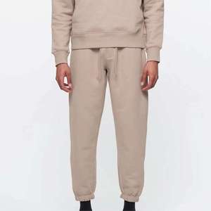 Men's Beige Hooded Sweatsuit Full Length Solid Color Casual Wear 100% Cotton Breathable Loose Fit Autumn Style - Product Image 4